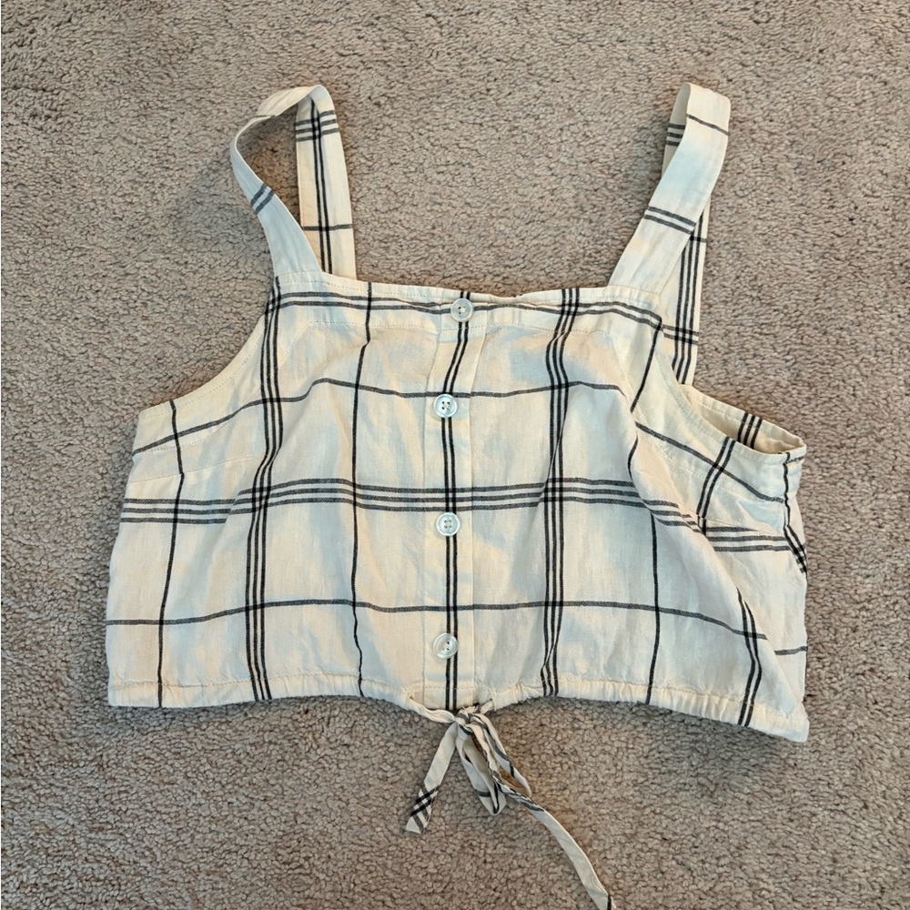 a new day Cream and Black Plaid Tank Top